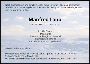 Anzeige von Manfred Laub von MGO