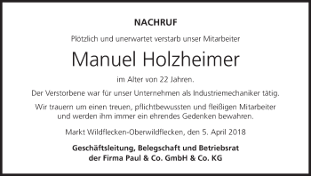 Anzeige von Manuel Holzheimer von MGO