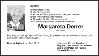 Anzeige von Margareta Derrer von MGO