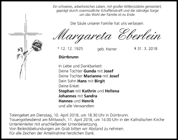 Anzeige von Margareta Eberlein von MGO