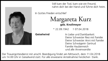 Anzeige von Margareta Kurz von MGO