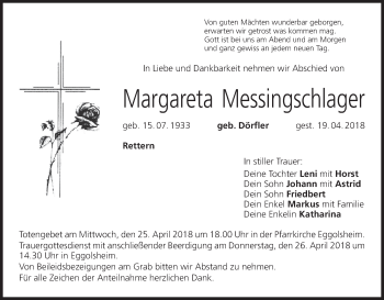 Anzeige von Margareta Messingschlager von MGO