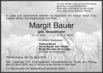 Anzeige von Margit Bauer von MGO