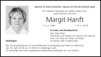 Anzeige von Margit Hanft von MGO