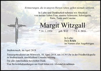 Anzeige von Margit Witzgall von MGO