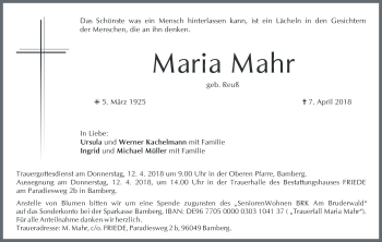 Anzeige von Maria Mahr von MGO