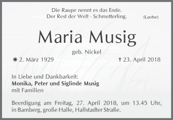 Anzeige von Maria Musig von MGO