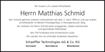 Anzeige von Matthias Schmid von MGO