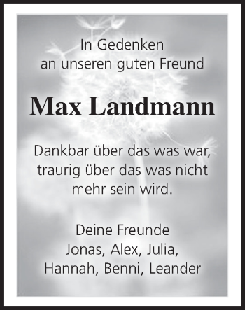 Anzeige von Max Landmann von MGO
