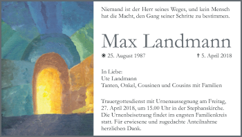 Anzeige von Max Landmann von MGO
