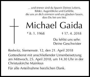 Anzeige von Michael Gaida von MGO