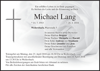 Anzeige von Michael Lang von MGO