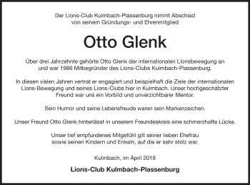 Anzeige von Otto Glenk von MGO