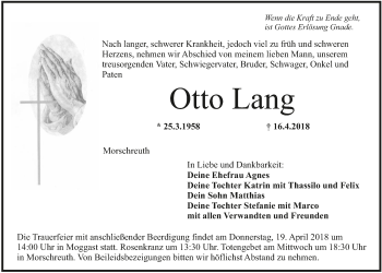 Anzeige von Otto Lang von MGO