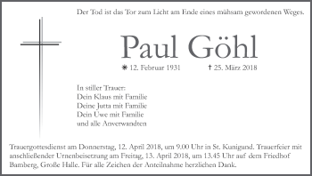 Anzeige von Paul Göhl von MGO