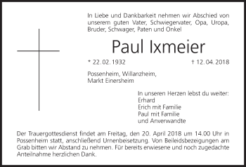 Anzeige von Paul lxmeier von MGO