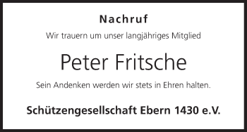 Anzeige von Peter Fritsche von MGO