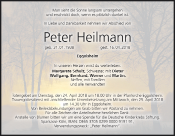 Anzeige von Peter Heilmann von MGO