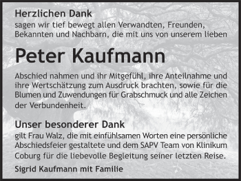 Anzeige von Peter Kaufmann von MGO