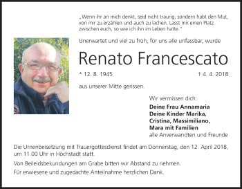 Anzeige von Renato Francescato von MGO