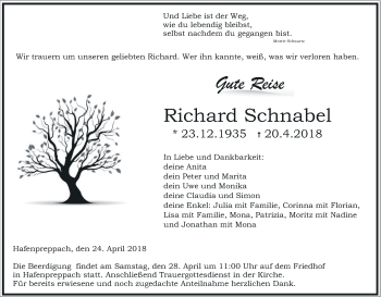 Anzeige von Richard Schnabel von MGO