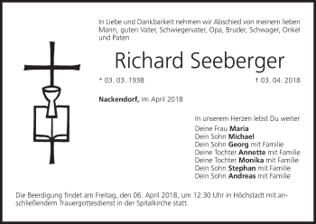 Anzeige von Richard Seeberger von MGO