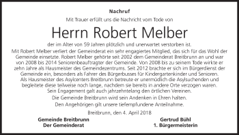 Anzeige von Robert Melber von MGO