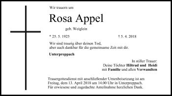 Anzeige von Rosa Appel von MGO