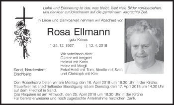 Anzeige von Rosa Eilmann von MGO