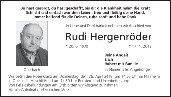 Anzeige von Rudi Hergenröder von MGO