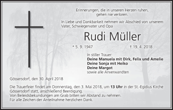 Anzeige von Rudi Müller von MGO