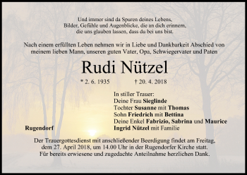 Anzeige von Rudi Nützel von MGO