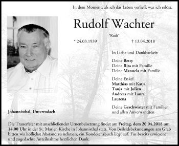 Anzeige von Rudolf Wachter von MGO