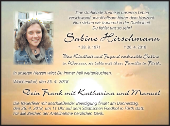 Anzeige von Sabine Hirschmann von MGO