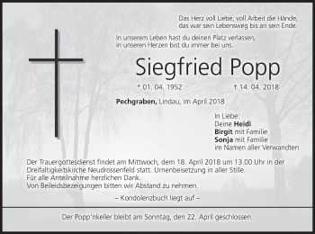 Anzeige von Siegfried Popp von MGO