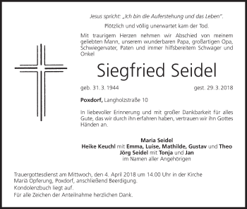 Anzeige von Siegfried Seidel von MGO