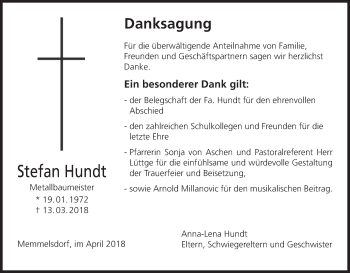 Anzeige von Stefan Hundt von MGO