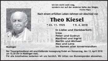 Anzeige von Theo Kiesel von MGO