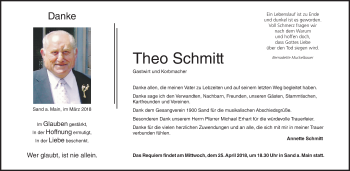 Anzeige von Theo Schmitt von MGO