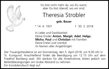 Anzeige von Theresia Strobler von MGO