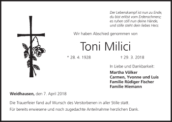 Anzeige von Toni Milici von MGO