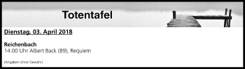 Anzeige von Totentafel vom 03.04.2018 von MGO