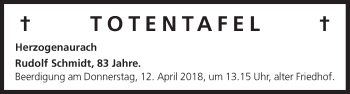 Anzeige von Totentafel vom 10.04.2018 von MGO