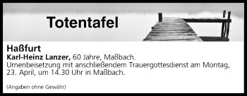 Anzeige von Totentafel vom 21.04.2018 von MGO