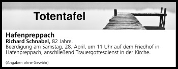 Anzeige von Totentafel vom 25.04.2018 von MGO