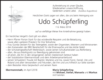 Anzeige von Udo Schüpferling von MGO