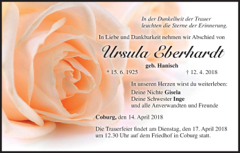 Anzeige von Ursula Eberhardt von MGO