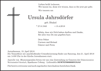 Anzeige von Ursula Jahrsdörfer von MGO