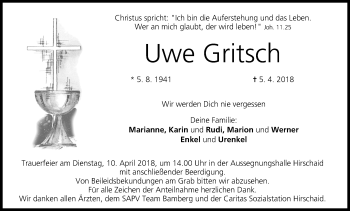 Anzeige von Uwe Gritsch von MGO