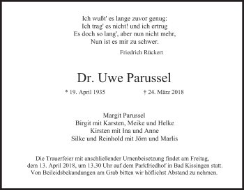Anzeige von Uwe Parussel von MGO